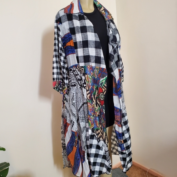 Feratelli Mixed Media Print Coverup Kimono Cardigan Multicolor XL - Picture 4 of 12